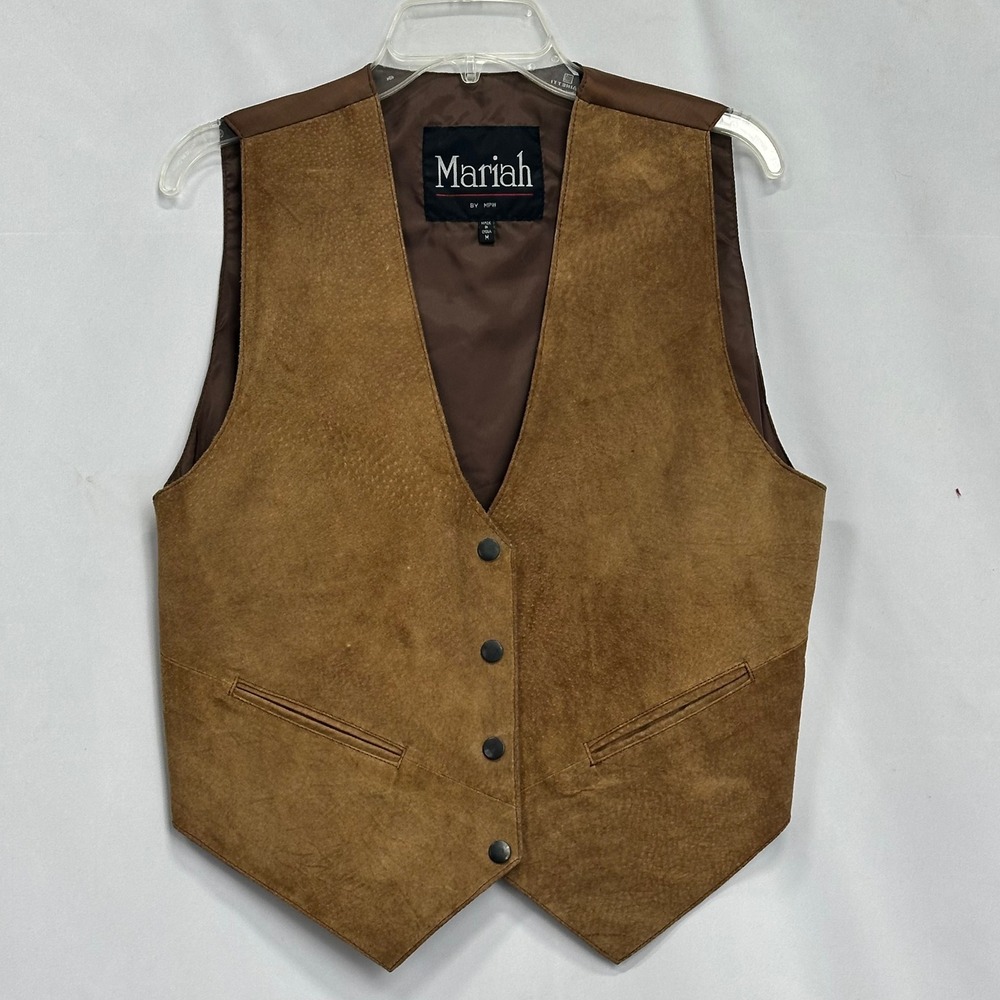 MariahMedium Leather‎ Vest Brown Western Cowboy Vintage Steampunk Americana